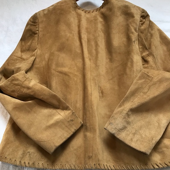 MARKS & SPENCERS**Beige Suede Jacket US 16 - Picture 5 of 8